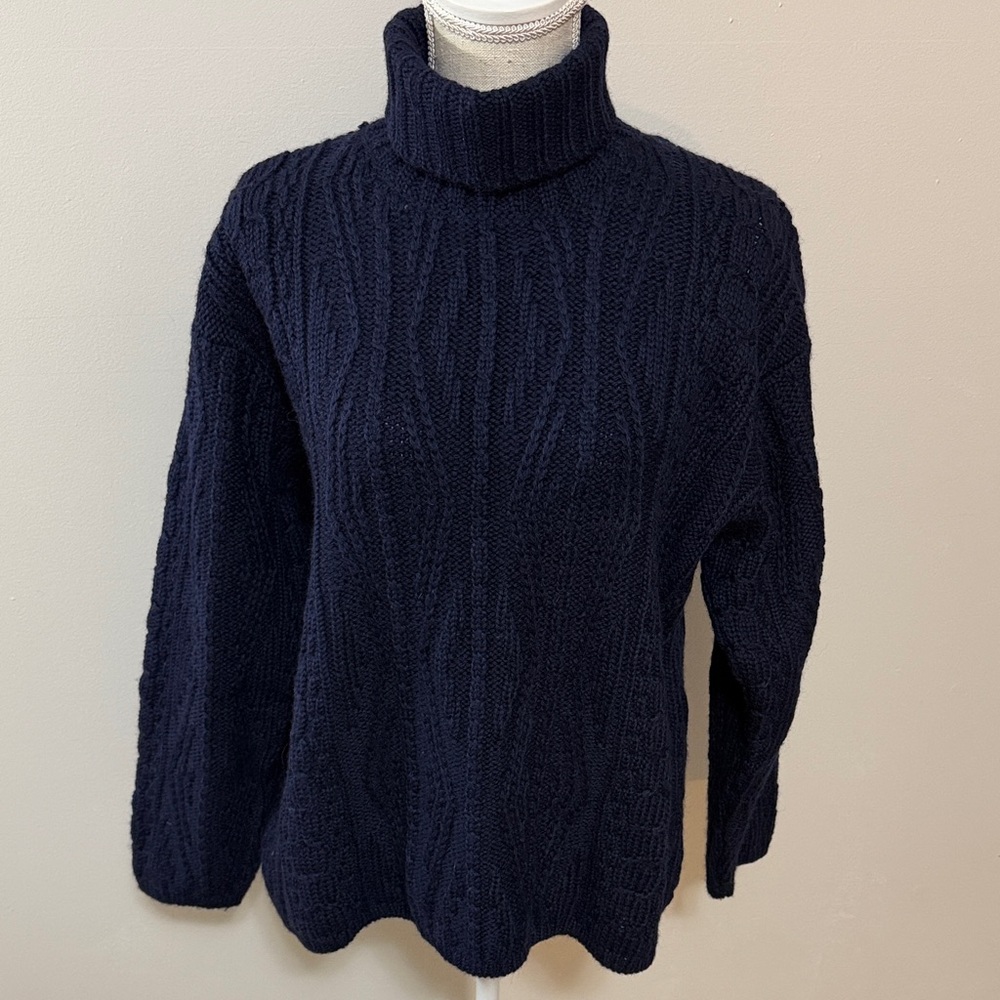 L.L. Bean Navy‎ Cable Turtleneck Sweater